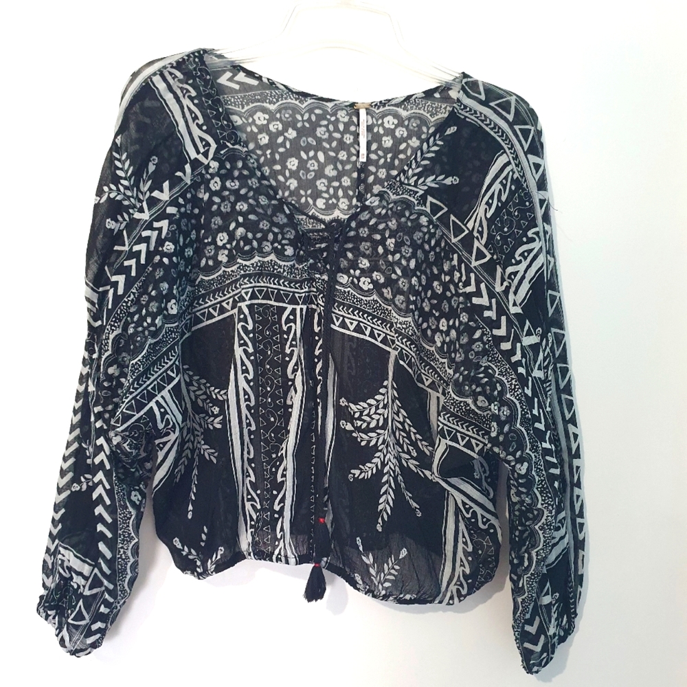 Free people printed blouse, size XS.